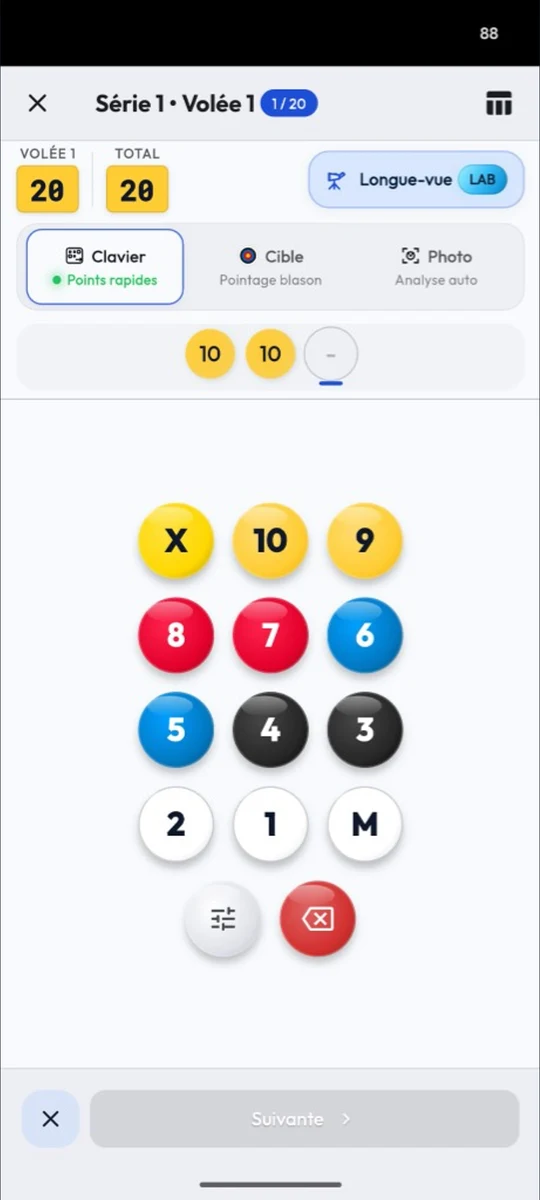 Pavé numérique de saisie des points flèche par flèche